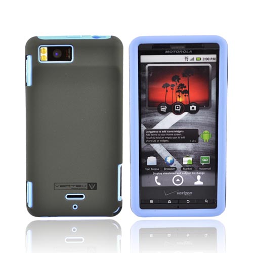 Original Naztech Motorola Droid X MB810 Hard Cover Over Silicone w/ Screen Protector, 110729 - Gray/Blue