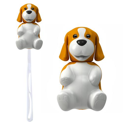 White/ Brown Dog Flipper Toothbrush Holder