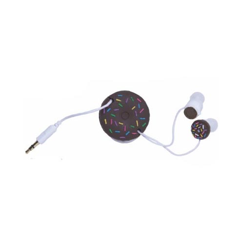 Original DCI Universal Ear Bud Headset (3.5mm) w/ Cord Wrapper, 32387 - Brown Donuts w/ Coffee