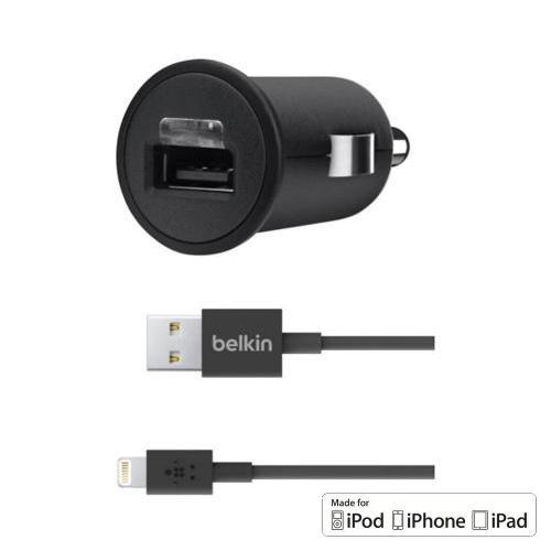 Belkin Black 2.1A MFI Lightning Compatible Car Charger - Charge Tablets!