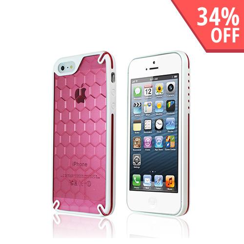 Hornettek Ozone Bee Hive Hot Pink/ White Hybrid Case w/ Hexagonal Design for Apple iPhone 5/5S