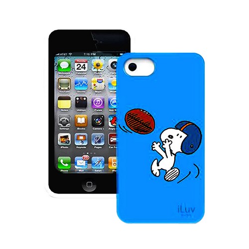 iLuv Peanuts Football Snoopy on Blue Rubberized Hard Case for Apple iPhone 5/5S