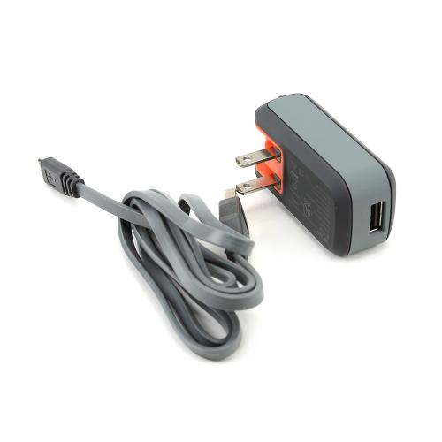 Ventev Black/ Gray Single 1A USB Port Wall Charger w/ Micro USB Data Cable