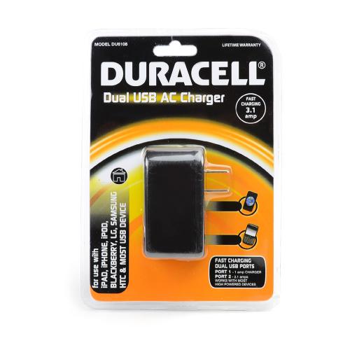 Duracell Black Universal Dual USB Travel/ Home Charger Adapter (3.1A) - DU6108