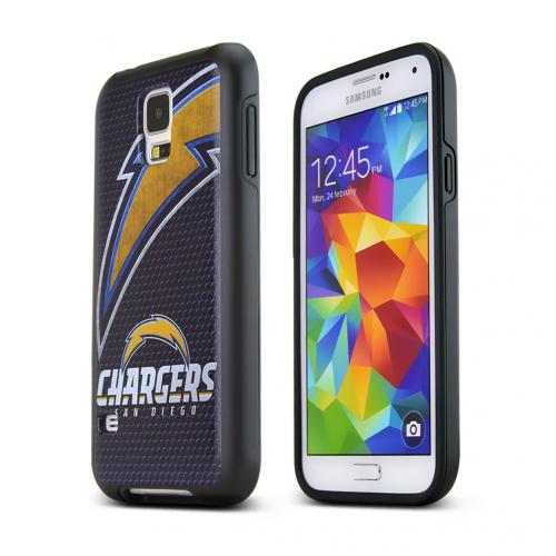 NFL Licensed Samsung Galaxy S5 San Diego Chargers Rugged Dual Hybrid Hard Cover on TPU Case - Support Your Team!