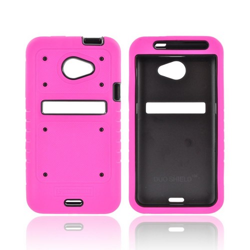 HTC EVO 4G LTE Duo Shield Silicone Over Hard Case w/ Screen Protector - Hot Pink/ Black