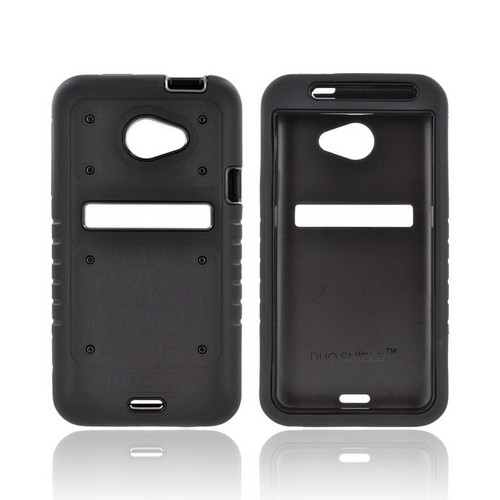 HTC EVO 4G LTE Duo Shield Silicone Over Hard Case w/ Screen Protector - Black