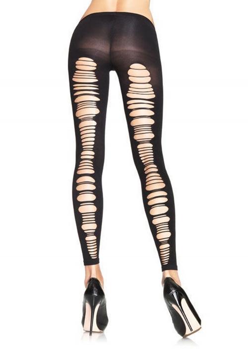 LegAvenue Costume Spandex Shredded Back Opaque Footless Tights - Black,One Size 7331