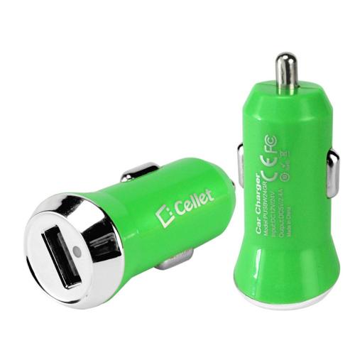 Cellet Green 2400mAh (2.4 Amps) Rapid Mini USB Car Charger - Charges Tablets!