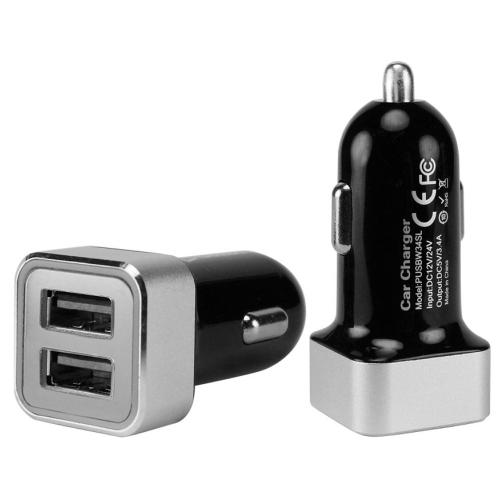 Cellet Silver/ Black 3400mAh (3.4 Amps) Rapid Dual Port USB Car Charger