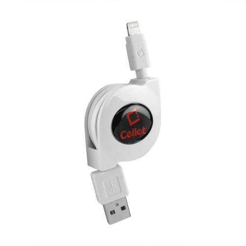 Cellet White Retractable Lightning Compatible (Licensed by Apple, MFI Certified ) Charging Data Sync Cable