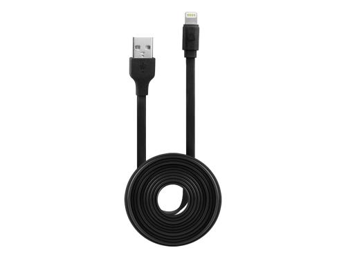 Black 4 Ft. Lightning Compatible Flat Wire Charging Data Sync Cable (Apple MFI Certified)