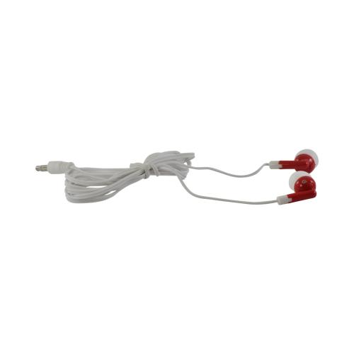 Red/ White Noise Isolating Stereo Earbud Headset w/ 3.5mm Audio In for Universal Devices