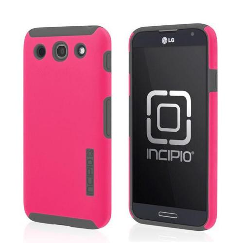 Incipio Hot Pink/ Gray Dual PRO Series Rubberized Hard Case on Silicone Skin w/ Screen Protector for LG Optimus G Pro - LGE-184