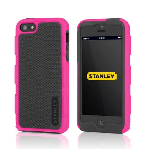 Stanley Hot Pink/ Black Foreman Series Rugged Hard Case on Silicone w/ Holster & Screen Protector for Apple iPhone 5/5S