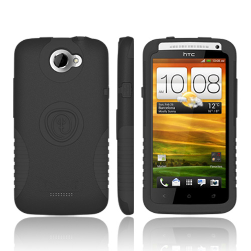 Trident Aegis HTC One X Hard Cover Over Silicone w/ Screen Protector, AG-ONEX-BK - Black
