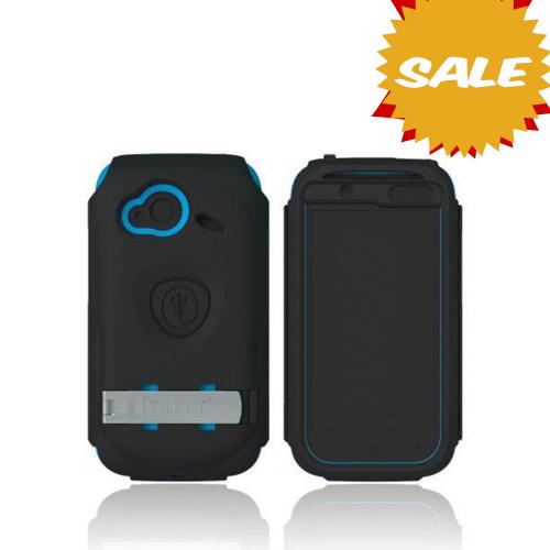 OEM Trident Kraken AMS HTC Droid Incredible 4G LTE Hard Case Over Silicone w/ Screen Protector, Kickstand & Belt Clip - Black/ Blue
