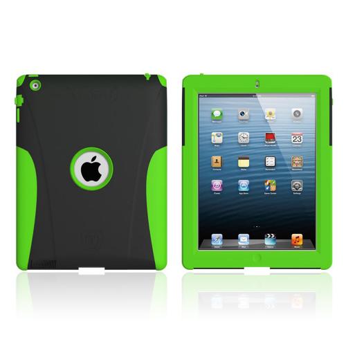 Lime Green/ Black Trident Aegis Series Hard Cover on Silicone Skin Case w/ Screen Protector for Apple iPad 2/3/4 - AG-NEW-IPAD-TG
