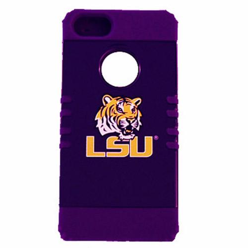 LSU Tigers Rocker Series Purple Hard Case Shell on Purple Silicone Skin Case for Apple iPhone 5/5S - NCAA Licensed