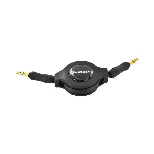 OEM Qmadix Universal Retractable Auxiliary Cable (3.5mm Male to 3.5mm Male) - Black