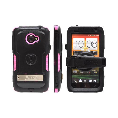 OEM Trident Kraken AMS HTC EVO 4G LTE Hard Case Over Silicone w/ Screen Protector, Kickstand & Belt Clip - Pink/ Black