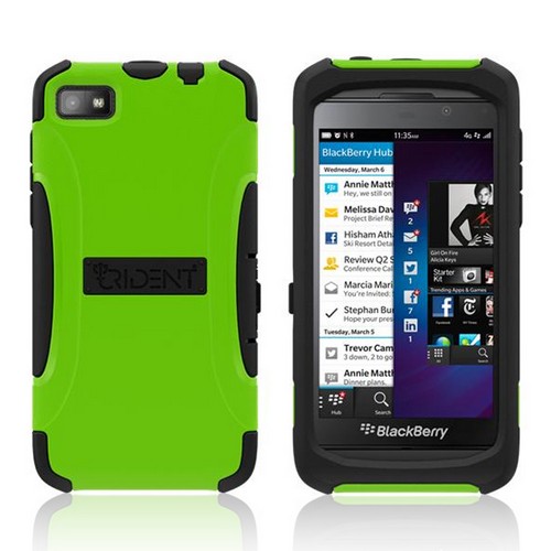 Trident Lime Green/ Black Aegis Series Hard Case on Silicone w/ Screen Protector for Blackberry Z10