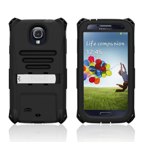 Trident Black Kraken AMS Series Hard Case Over Silicone w/ Screen Protector, Kickstand, & Belt-Clip for Samsung Galaxy S4
