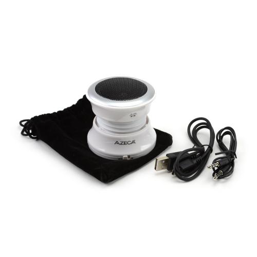 Azeca White Pop Up Portable Bluetooth Speaker w/ 3.5mm Auxiliary Cable - BT15S-WH