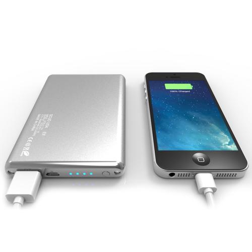 Elf 6000mAh Ultra-Slim Portable External Battery Power Bank- Silver - XX001