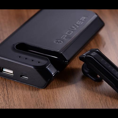 Blue Point 7800mAh 2-in-1 Portable External Battery Charger w/ Bluetooth Headset-White - XX001