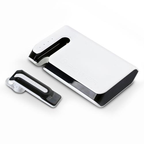 Blue Point 7800mAh 2-in-1 Portable External Battery Charger w/ Bluetooth Headset-White - XX001