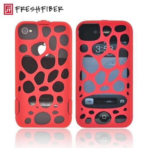 OEM Freshfiber Double Cap Apple iPhone 4/4S Textured Nylon Hard Case - Red Macedonia