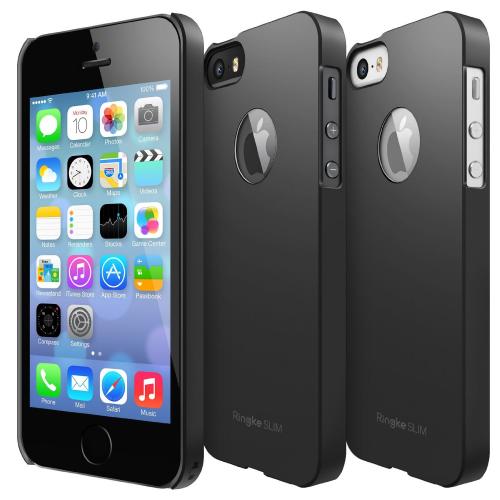 Black Apple iPhone 5/5S SLIM Series Premium Dual Coated Hard Cover Case w/ Logo Cut Out Black Apple iPhone 5/5S SLIM Series Premium Dual Coated Hard Cover Case w/ Logo Cut Out