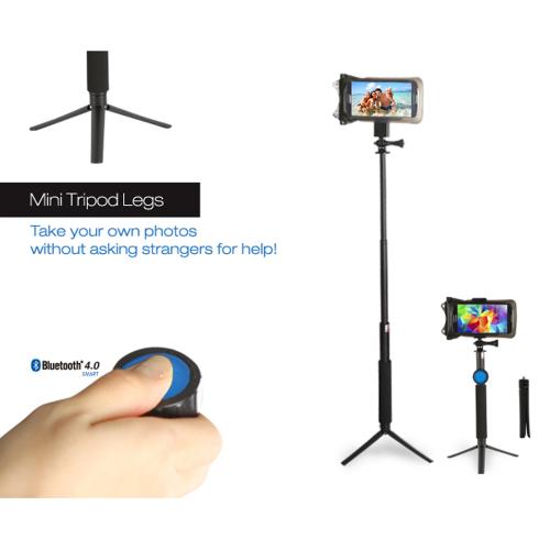 DiCAPac Black Action Extendable Handheld Tripod for Selfies - 1/4 inch Screw Attachment Type