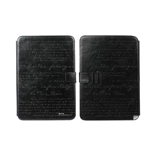 OEM Zenus Samsung Galaxy Note 10.1 Masstige Band Lettering Leather Stand Case - Black