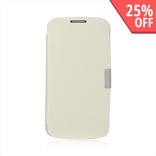 White Diary Flip Cover Hard Case w/ Magnetic Closure for Samsung Galaxy S4
