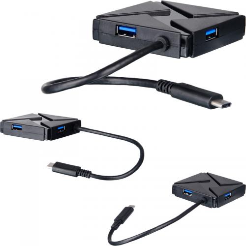 Black Type C 4 Port USB 3.1 Hub