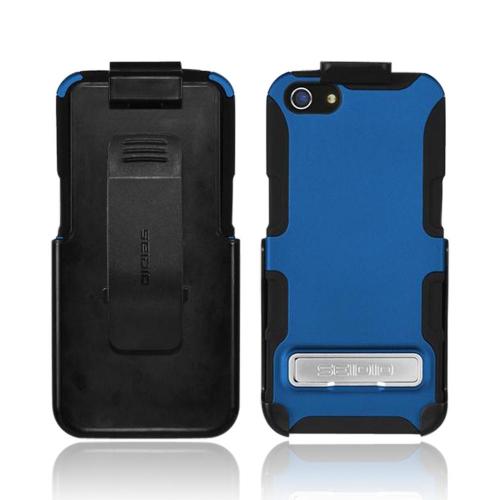OEM Seidio Active Combo Apple iPhone 5/5S Rubberized Hard Cover Over Silicone w/ Kickstand & Holster - Royal Blue/ Black