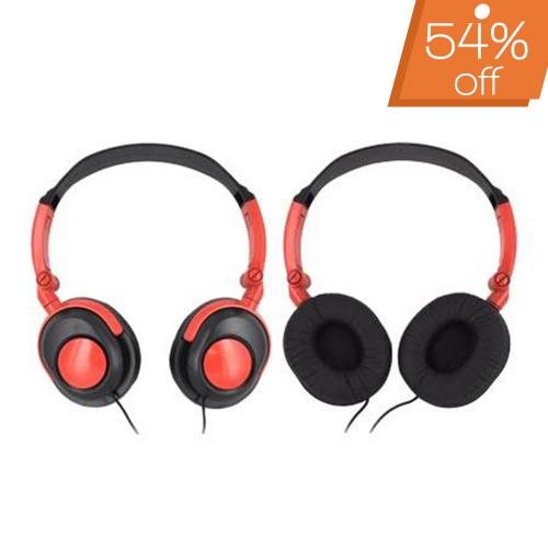 Original Xtreme Universal Foldable DJ Headphones w/ Ear Cushions (3.5mm), 99201 - Black/ Red
