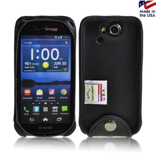 Black Turtleback Genuine Leather Pouch for Kyocera Hydro ELITE