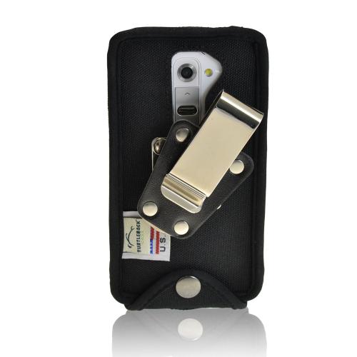 Black Turtleback Ballistic Nylon Pouch w/ Heavy Duty Steel Swivel Belt Clip for LG G2