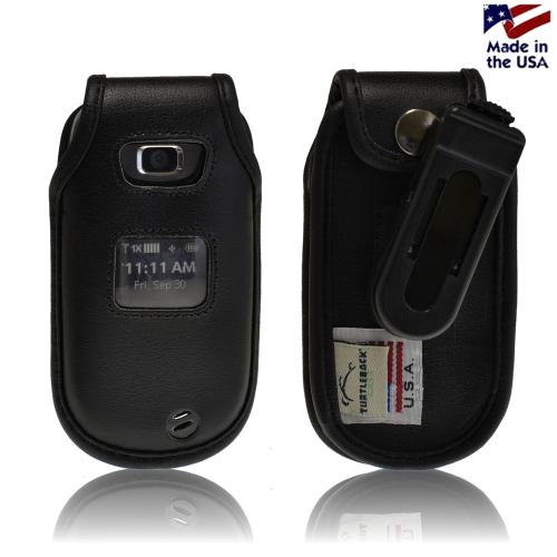 Black Turtleback Genuine Leather Pouch w/ Plastic Swivel Belt Clip for LG Revere 2