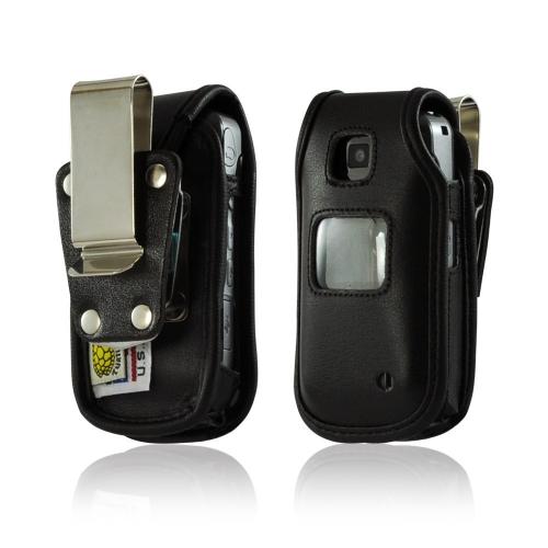 Turtleback Black Leather Pouch w/ Heavy Duty Steel Swivel Belt Clip for LG Accolade VX5600