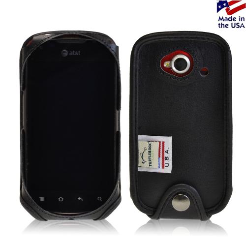 Black Turtleback Genuine Leather Pouch for Pantech Burst 9070