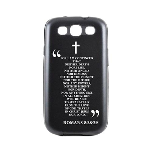 Samsung Galaxy S3 Black Aluminum Hard Case on Silicone - Romans 8:38-39