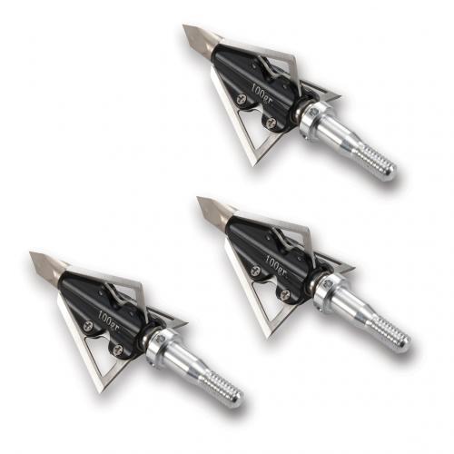RexPID Big III Black Arrow Broadhead Hunting Arrowheads (Pack of 3), 100-Grain