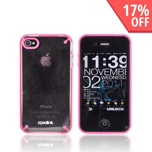 Original Hornettek Aprolink AT&T Apple iPhone 4 Fusion Dual Shell Hard Case, BIPH-406-02 - Hot Pink/ Transparent Pink