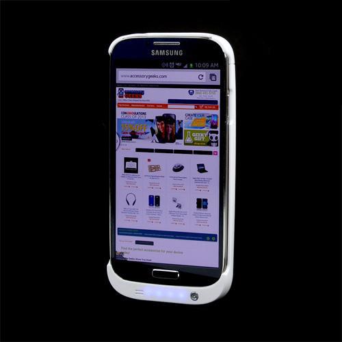 White Hard Charging Case w/ Kickstand for Samsung Galaxy S4 (3200 mAh)