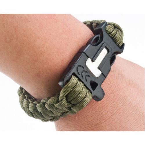 Black Multi-Function 4 in 1 Paracord Bracelet w/ Buckle