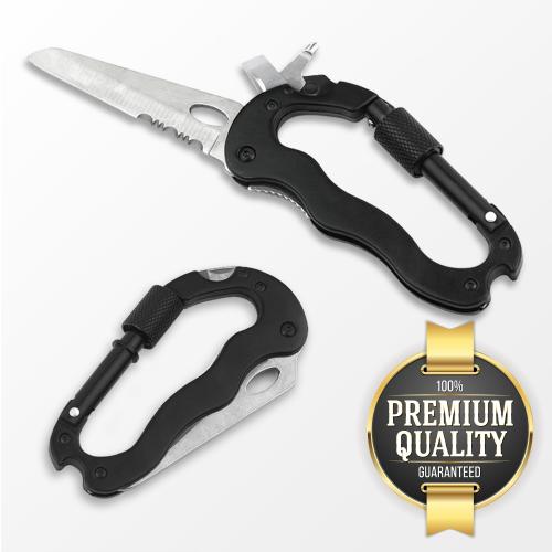 Aluminum Multi-Function 5 in 1 Carabiner Survival Tool - Perfect for Camping! Aluminum Multi-Function 5 in 1 Carabiner Survival Tool - Perfect for Camping!